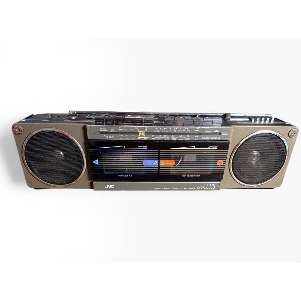 JVC RC-W3JW Boombox Dual Cassette Radio Vintage Tested